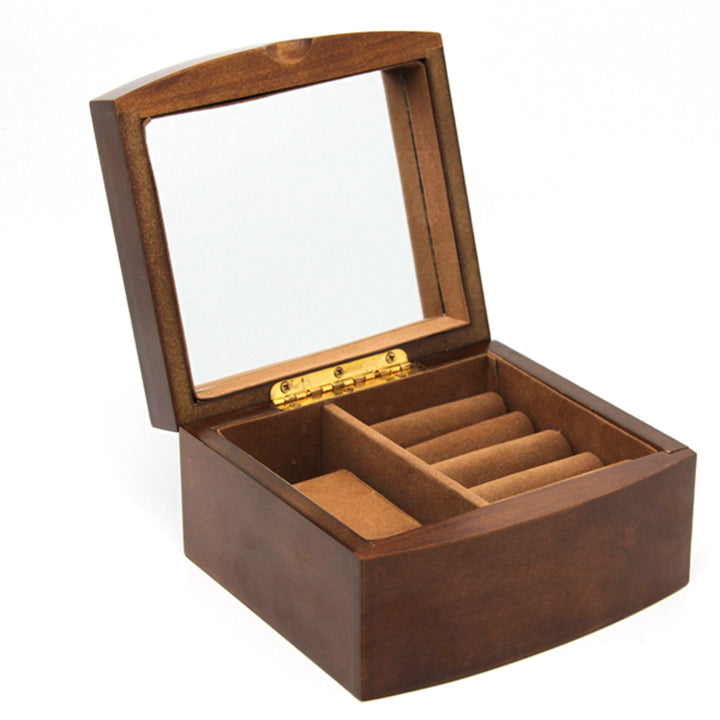 Szkatułka na biżuterię, drewniana, brązowa, organizer, przegródki, Queen Isabel