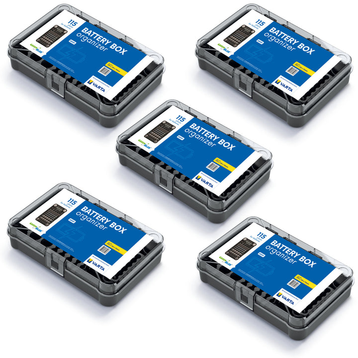 Organizer na baterie GreenBlue, przezroczysta pokrywa, 115 miejsc, Varta Box GB189, 5 sztuk