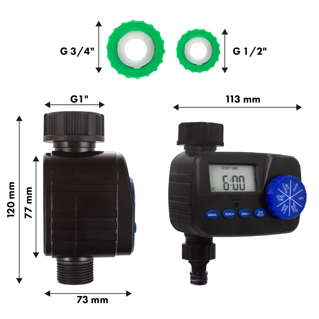 Elektroniczny sterownik nawadniania GreenBlue, programator, zasilanie 2x1,5V AA, GB390 + 2x bateria alkaliczna AA Varta Industrial