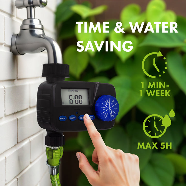 Elektroniczny sterownik nawadniania GreenBlue, programator, zasilanie 2x1,5V AA, GB390 + 2x bateria alkaliczna AA Varta Industrial