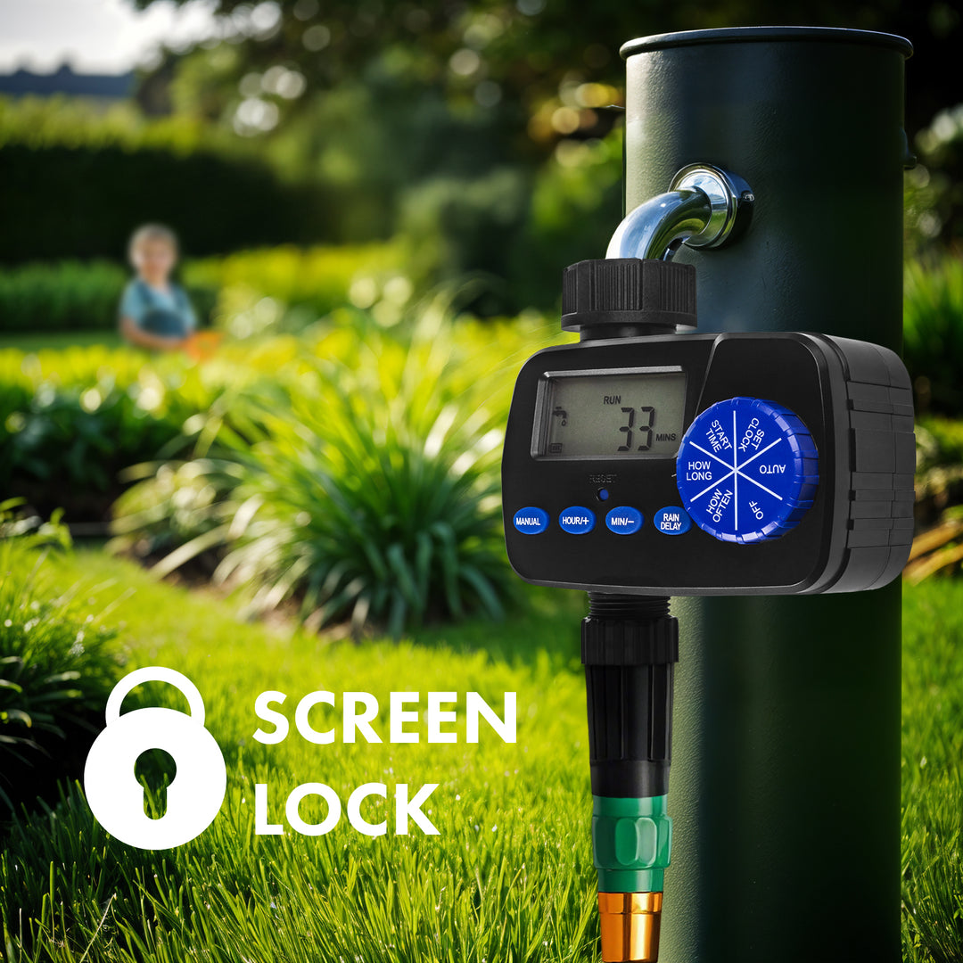 Elektroniczny sterownik nawadniania GreenBlue, programator, zasilanie 2x1,5V AA, GB390 + 2x bateria alkaliczna AA Varta Industrial