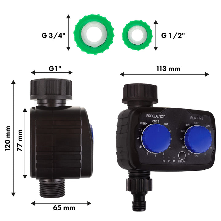 Elektroniczny sterownik nawadniania GreenBlue, programator, zasilanie 2x 1,5V AA, GB391 + 2x bateria alkaliczna AA Varta Industrial