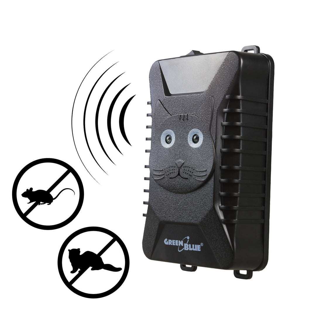 Odstraszacz gryzoni i kun GreenBlue GB725 z ultradźwiękami i diodami LED + 4x bateria AA Varta Industrial