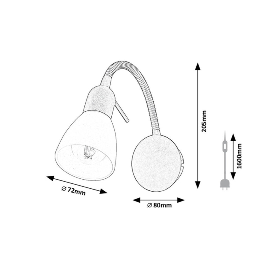Lampa ścienna Rabalux, punktowa, gwint żarówki E14, IP20, czarna, Soma