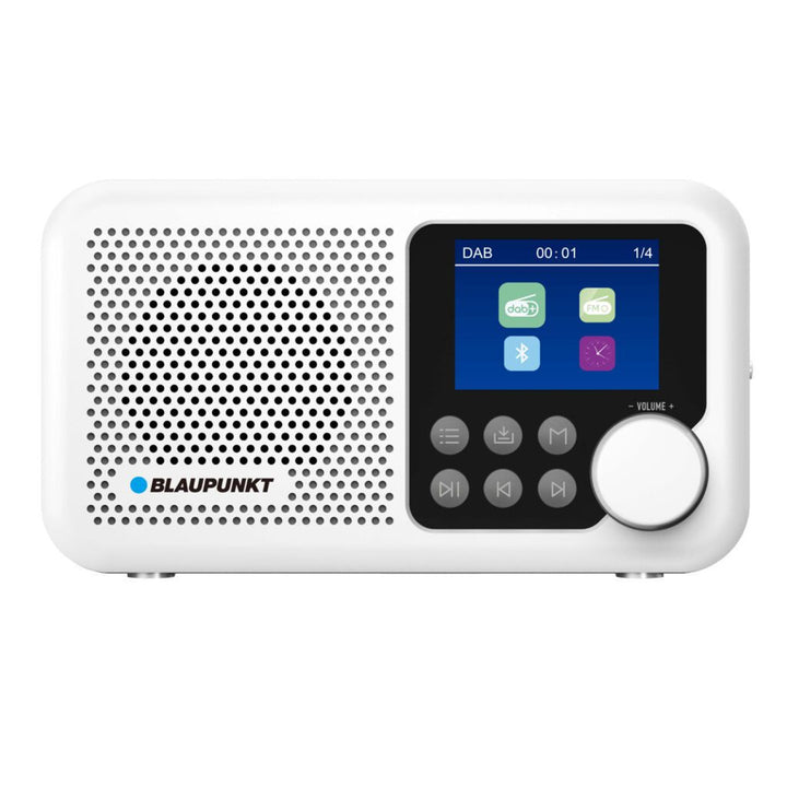 Przenośny radioodtwarzacz Blaupunkt, cyfrowe radio DAB+ i tuner FM, Bluetooth, wyjście słuchawkowe, 2,4 calowy kolorowy wyświetlacz, funkcja zegaru i alarmu, zasilany akumulatorem i ładowany przez USB-C, DR8WH
