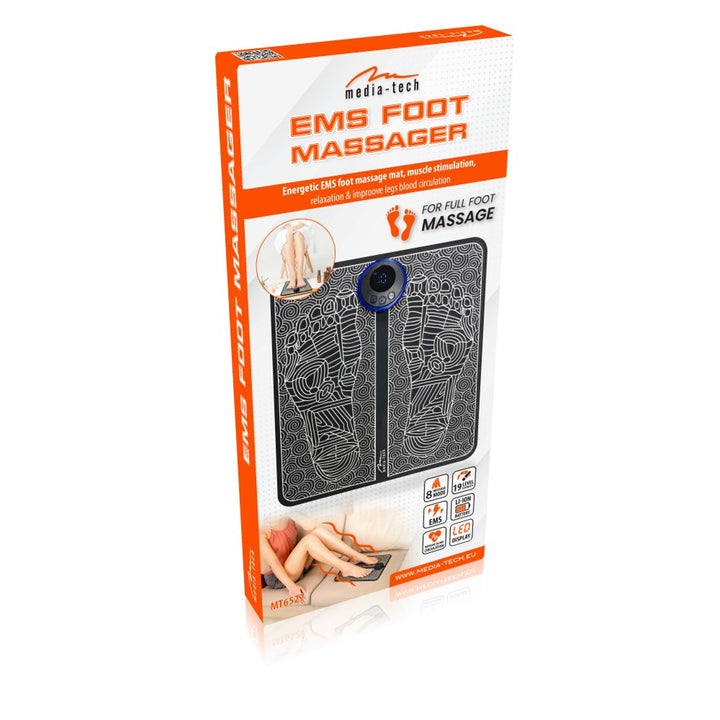 Urządzenie do masażu stóp Media-Tech, masaż metodą elektrostymulacji EMS, 8 trybów, 19 poziomów intensywności, MT6527
