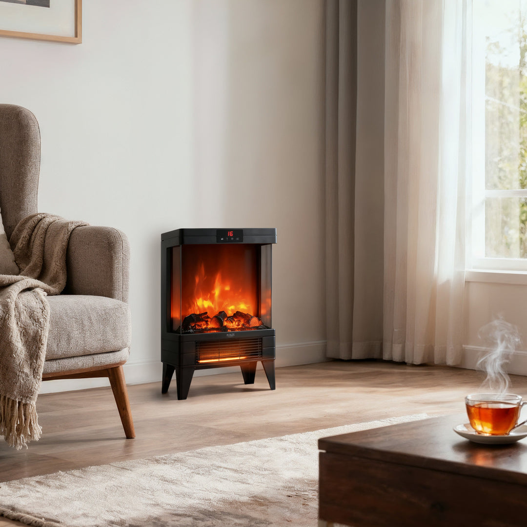 Kominek elektryczny LED z pilotem, 2 moce grzania 1000W/2000W, termostat, Adler AD 7755