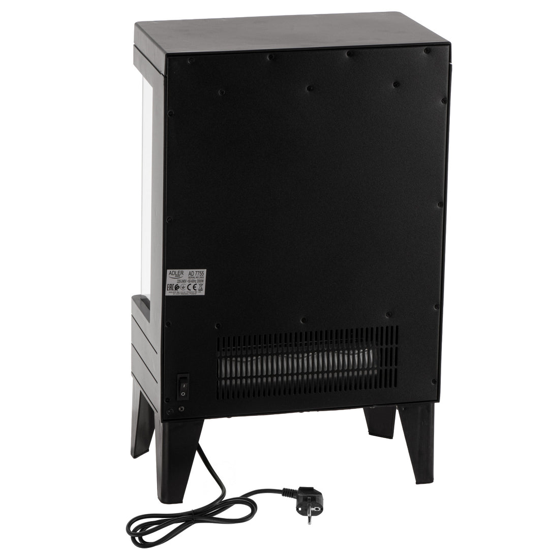 Kominek elektryczny LED z pilotem, 2 moce grzania 1000W/2000W, termostat, Adler AD 7755