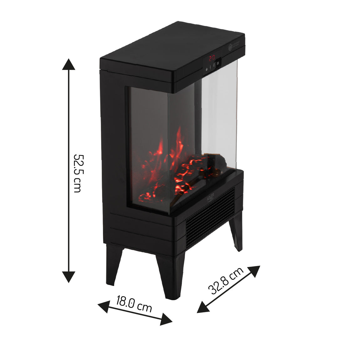 Kominek elektryczny LED z pilotem, 2 moce grzania 1000W/2000W, termostat, Adler AD 7755