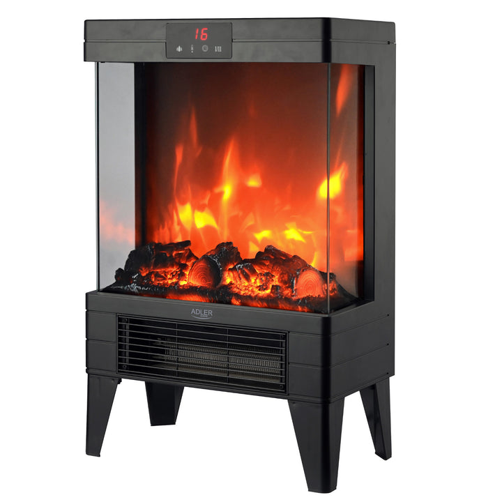 Kominek elektryczny LED z pilotem, 2 moce grzania 1000W/2000W, termostat, Adler AD 7755