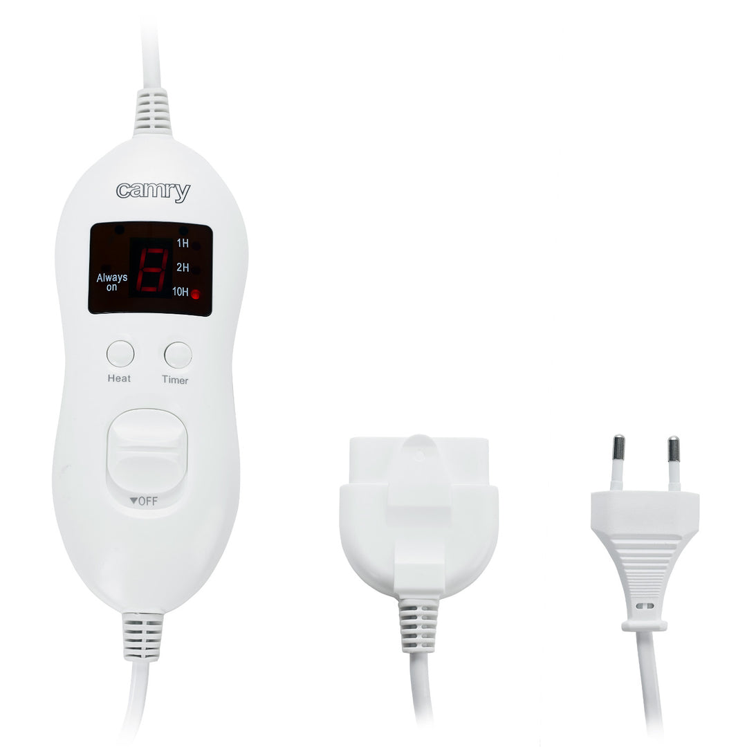 Koc elektryczny Camry, dla 2 osób, wymiary 150x160cm, 8 poziomów grzania, moc 2 x 60W, szary, CR 7417