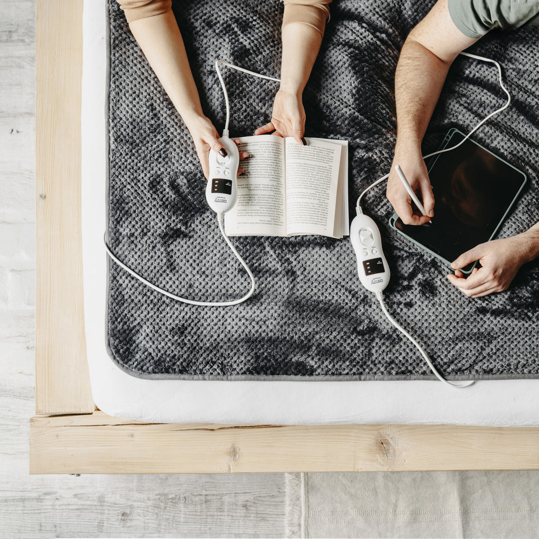 Koc elektryczny Camry, dla 2 osób, wymiary 150x160cm, 8 poziomów grzania, moc 2 x 60W, szary, CR 7417