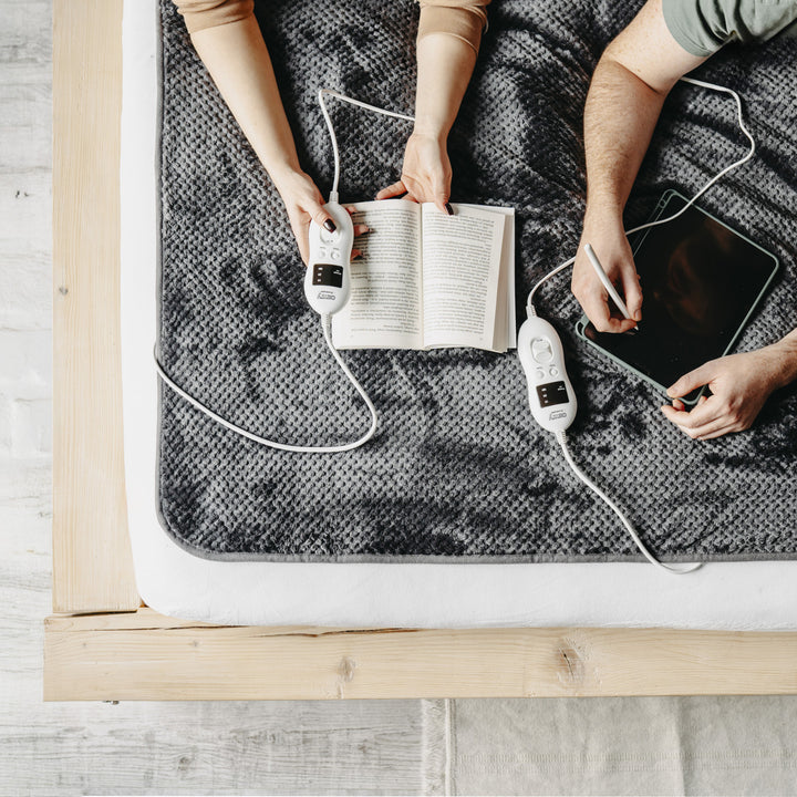 Koc elektryczny Camry, dla 2 osób, wymiary 150x160cm, 8 poziomów grzania, moc 2 x 60W, szary, CR 7417