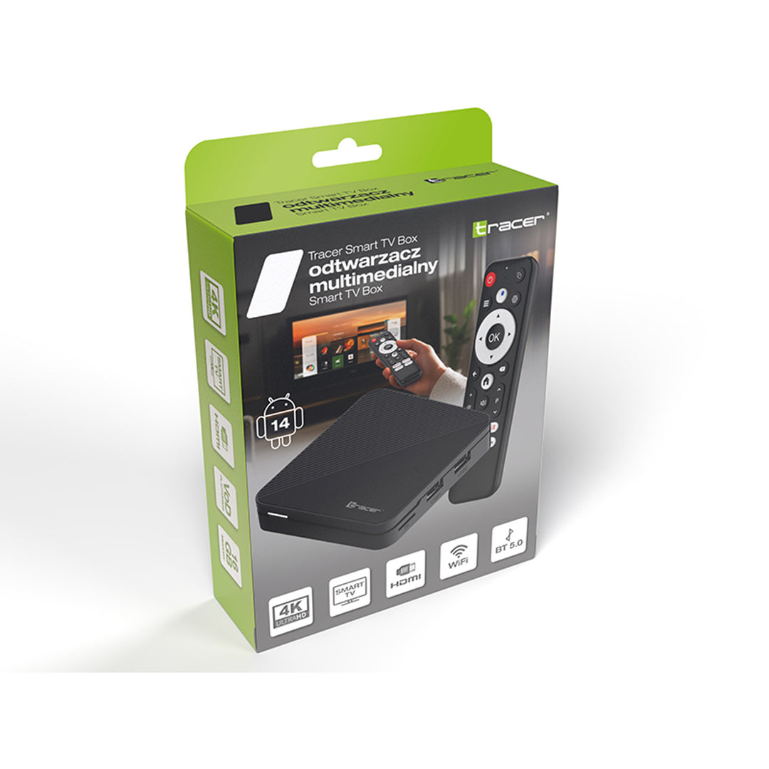 Odtwarzacz multimedialny, Android 14, 2 GB RAM, pamięć 16 GB, Bluetooth 5.0, Wi-Fi, TV Box