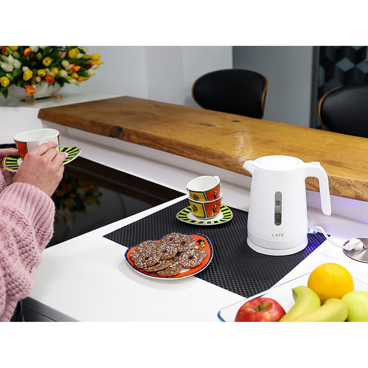 Czajnik elektryczny Lafe, pojemność 1L, moc 1500W, kolor biały, Essential S