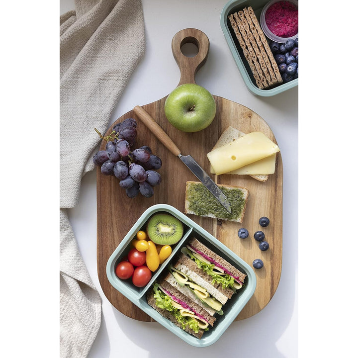 Pojemnik na żywność Dual Curver, szczelna przykrywka, wentyl w pokrywie, 100% z recyklingu, można używać w mikrofalówce, dwie komory 0,6L + 0,3L, 250000