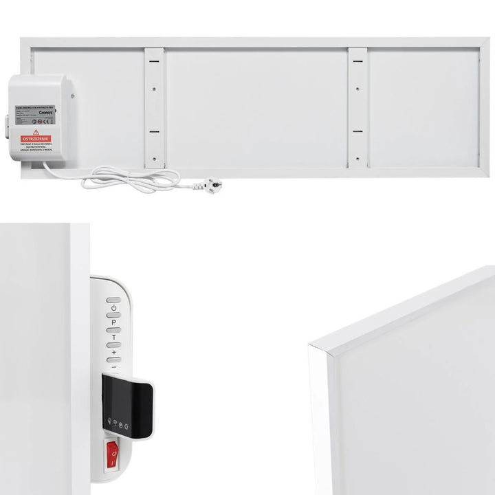 Grzejnik na podczerwień Cronos, 330W, kolor biały, przyjazny alergikom, ultracienki, matowa powierzchnia, ogrzewa powierzchnię do 12m2, Synthelith PRO CRP-330TWP White