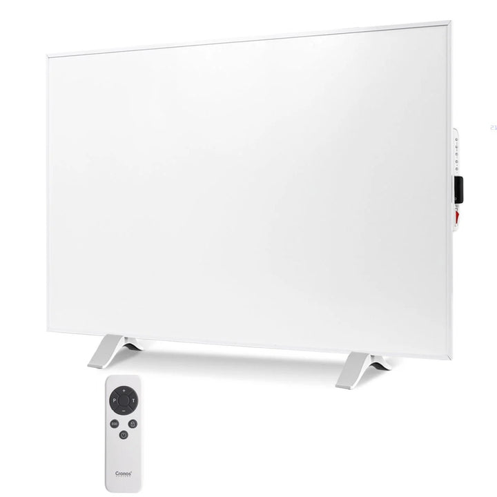 Grzejnik na podczerwień Cronos, 300W, kolor biały, przyjazny alergikom, ultracienki, matowa powierzchnia, ogrzewa powierzchnię do 9m2, Synthelith PRO CRP-300TWP White