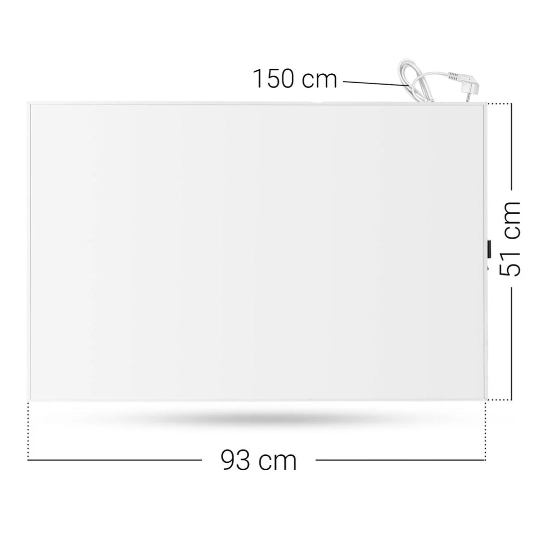 Grzejnik na podczerwień Cronos, 500W, kolor biały, przyjazny alergikom, ultracienki, matowa powierzchnia, ogrzewa powierzchnię do 14m2, Synthelith PRO CRP-500TWP White