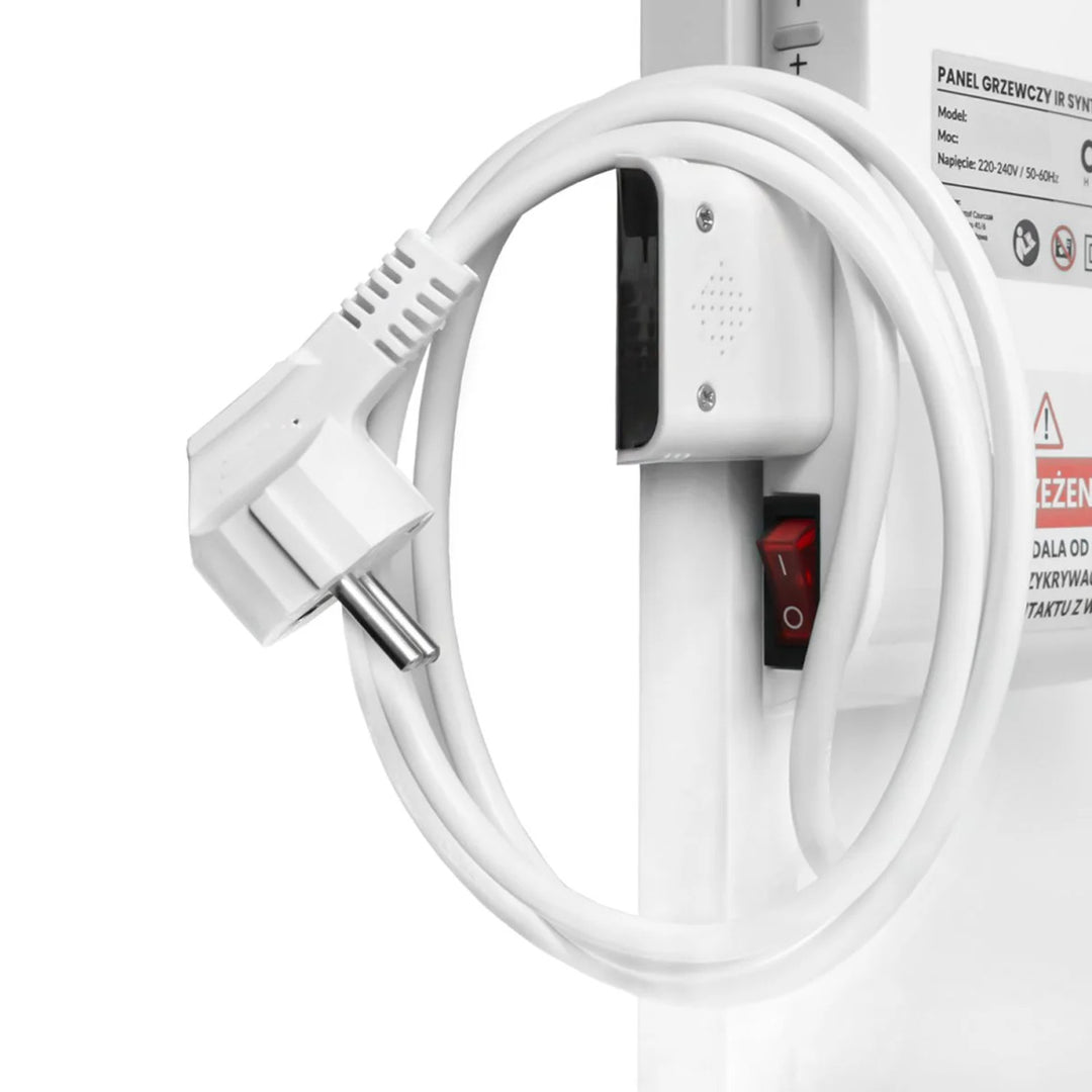 Grzejnik na podczerwień Cronos, 500W, kolor biały, przyjazny alergikom, ultracienki, matowa powierzchnia, ogrzewa powierzchnię do 14m2, Synthelith PRO CRP-500TWP White
