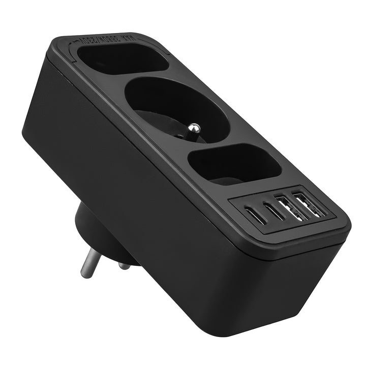 Gniazdko prądowe x3 + 4xUSB Maclean, rozgałęźnik z 3 gniazdami, 2xUSB A, 2xUSB C PD 20W, 1x16A + 2x6A, MCE248 F/B, 2 sztuki