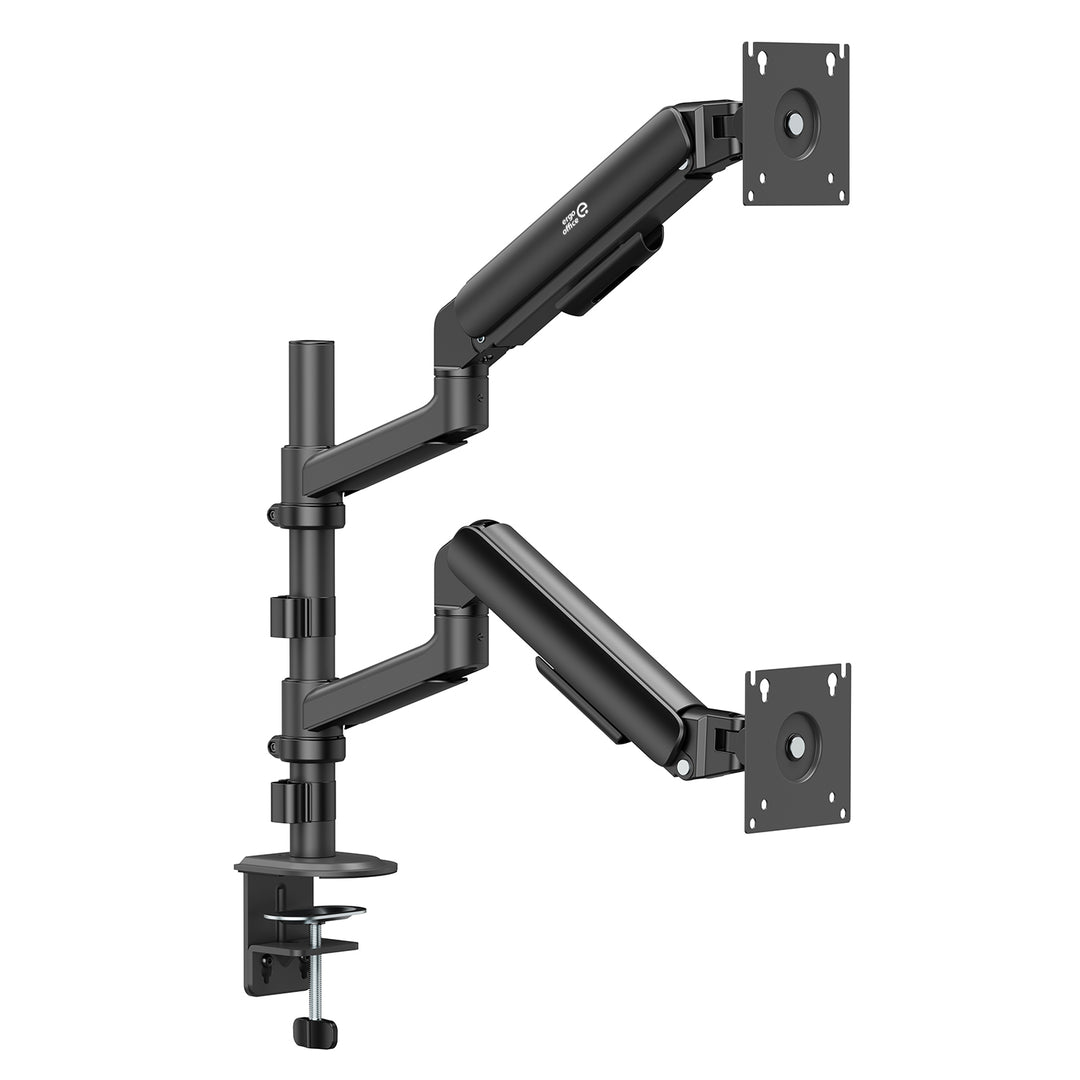 Uchwyt / wieszak na 2 monitory Ergo Office, sprężyna gazowa, 17"-32", 1-10kg, czarny mat, ER-692 B