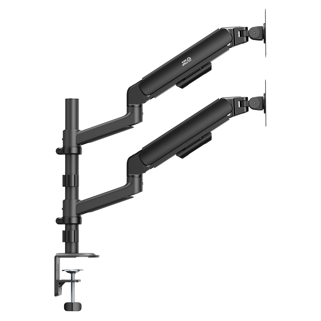 Uchwyt / wieszak na 2 monitory Ergo Office, sprężyna gazowa, 17"-32", 1-10kg, czarny mat, ER-692 B