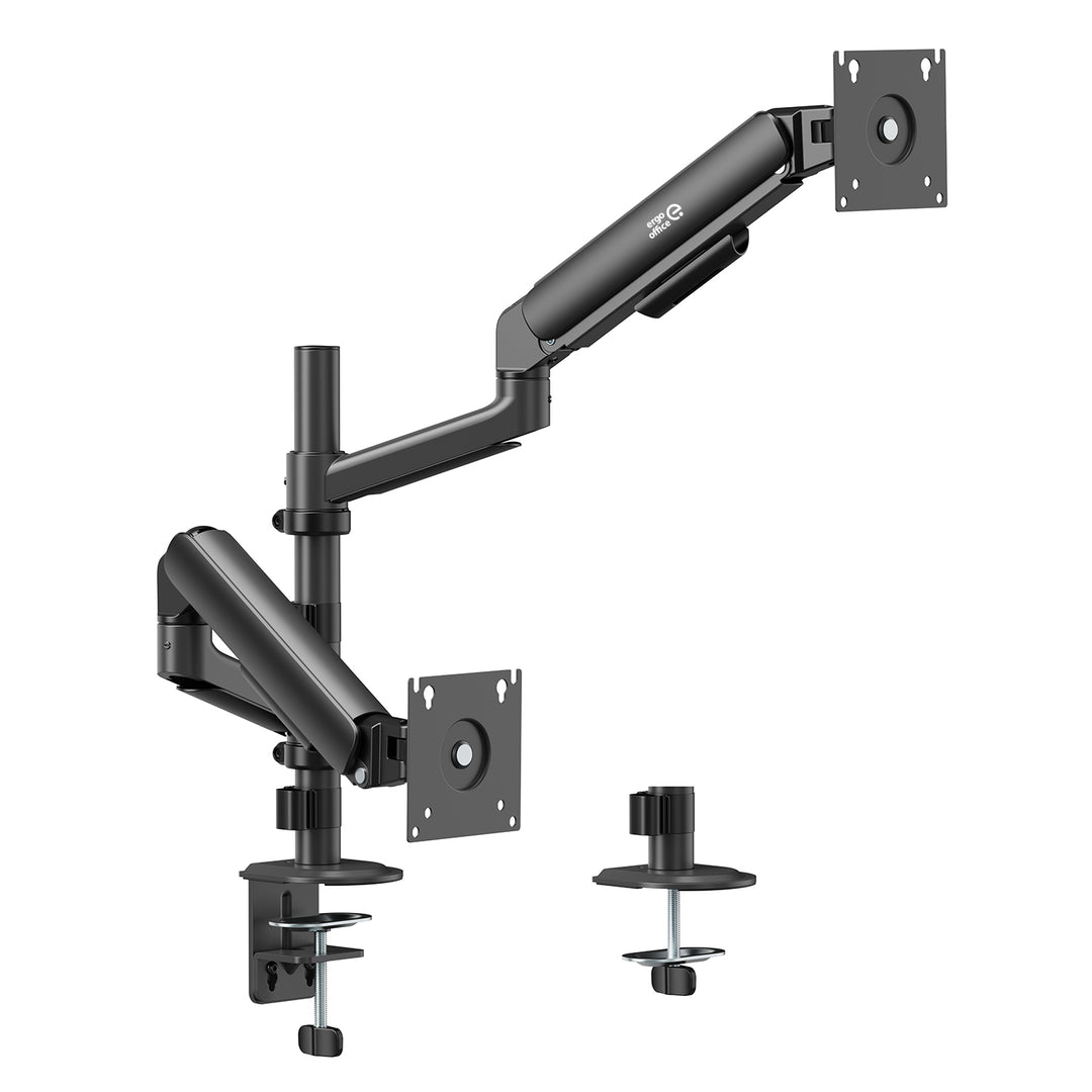 Uchwyt / wieszak na 2 monitory Ergo Office, sprężyna gazowa, 17"-32", 1-10kg, czarny mat, ER-692 B