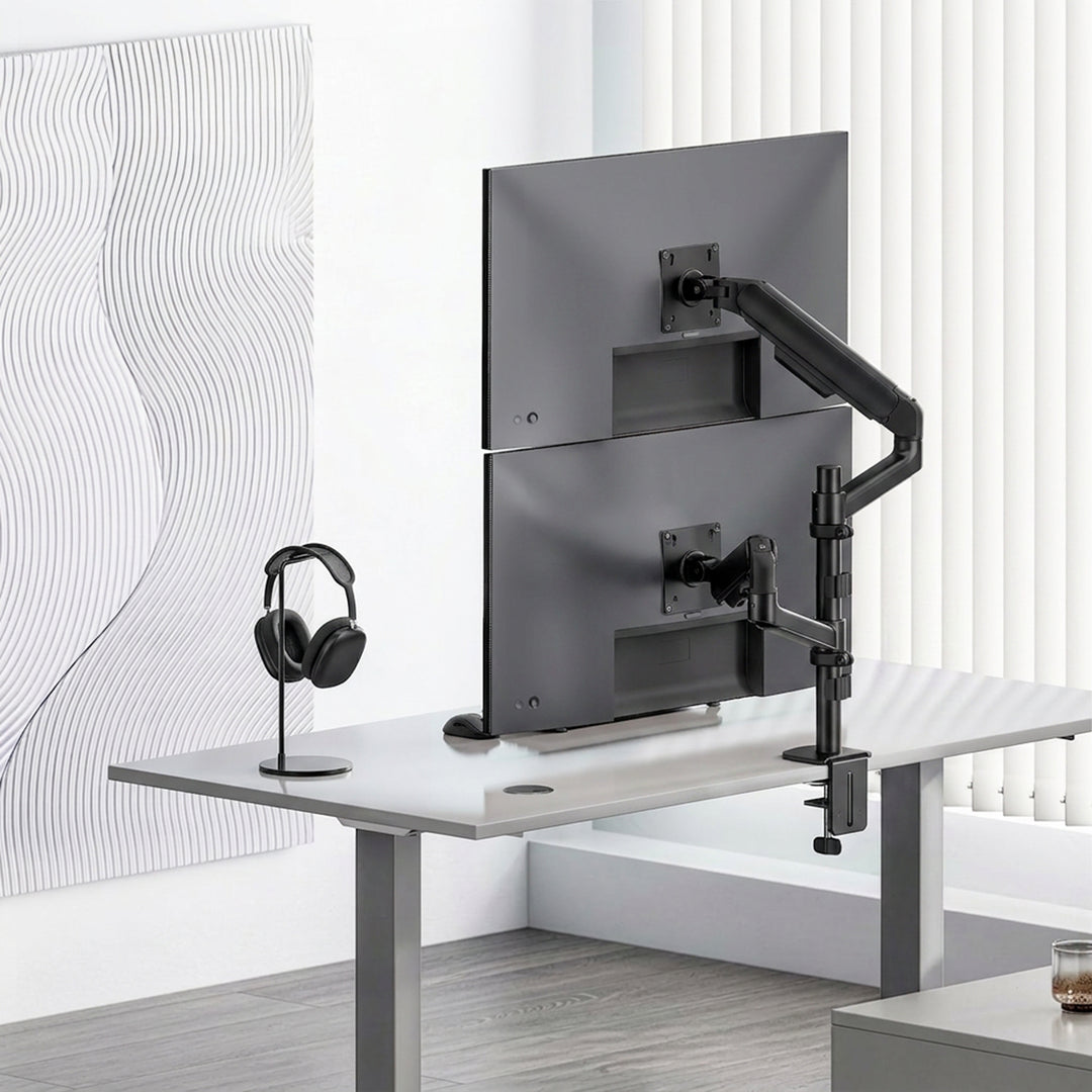 Uchwyt / wieszak na 2 monitory Ergo Office, sprężyna gazowa, 17"-32", 1-10kg, czarny mat, ER-692 B