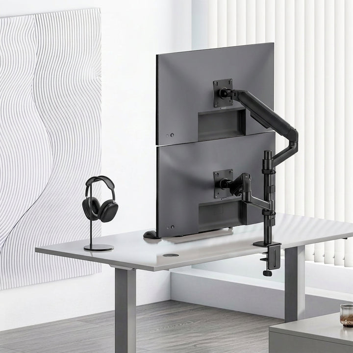 Uchwyt / wieszak na 2 monitory Ergo Office, sprężyna gazowa, 17"-32", 1-10kg, czarny mat, ER-692 B