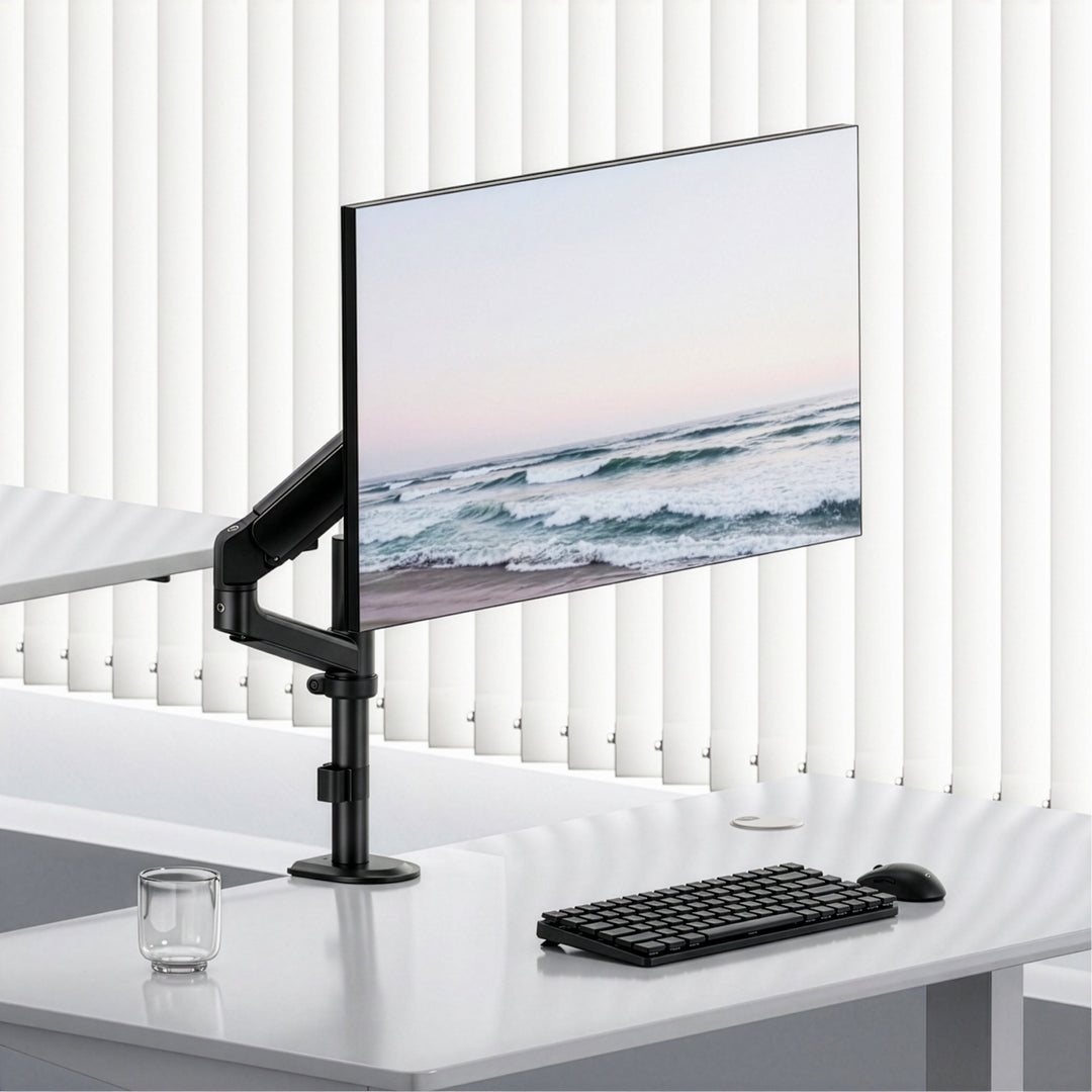 Uchwyt / wieszak na monitor Ergo Office, sprężyna gazowa, 17"-32", 1-10kg, czarny mat, max. VESA 100x100, ER-691 B