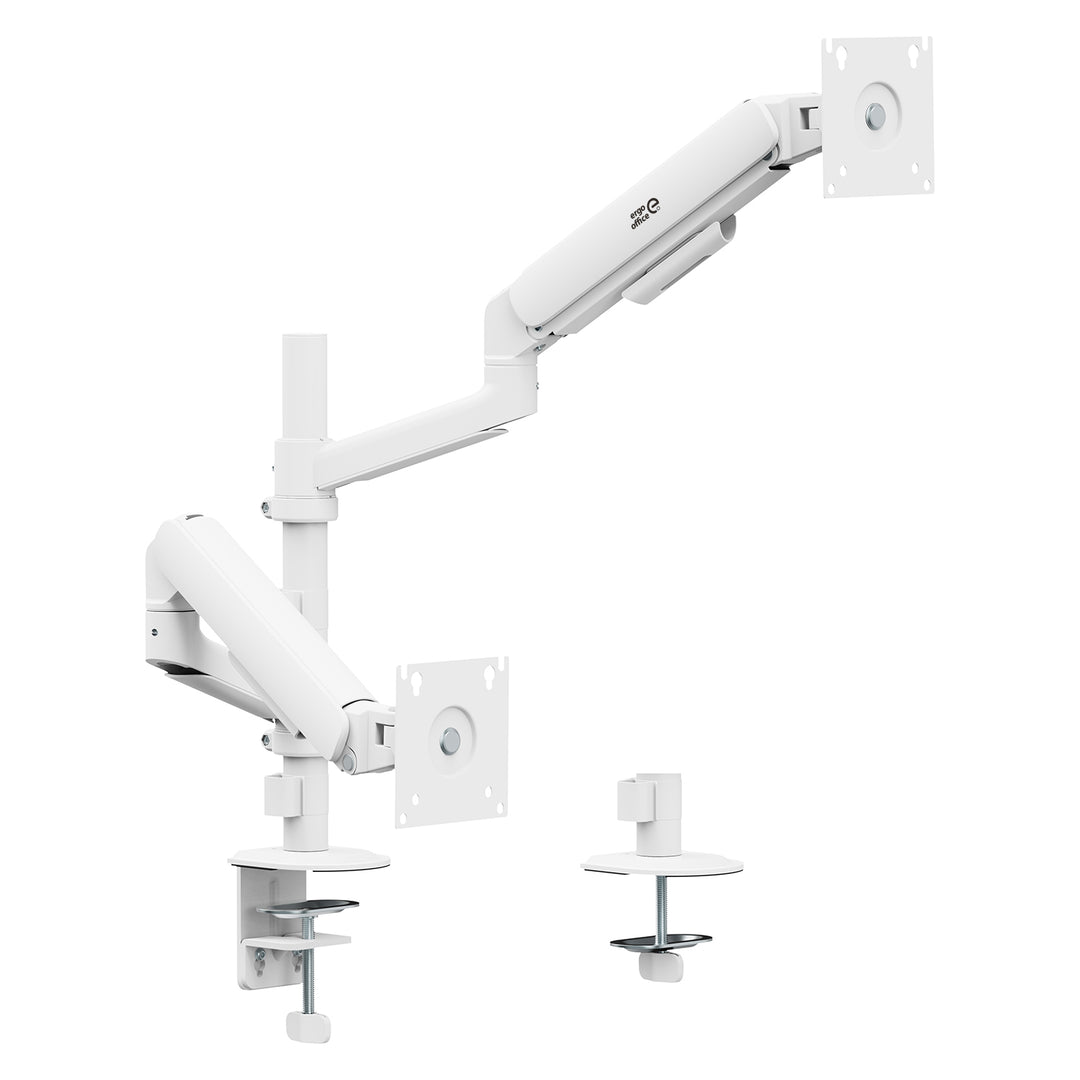 Uchwyt / wieszak na 2 monitory Ergo Office, sprężyna gazowa, 17"-32", 1-10kg, biały mat, ER-692 W