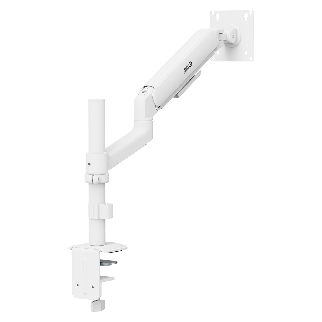 Uchwyt / wieszak na monitor Ergo Office, sprężyna gazowa, 17"-32", 1-10kg, biały mat, max. VESA 100x100, ER-691 W