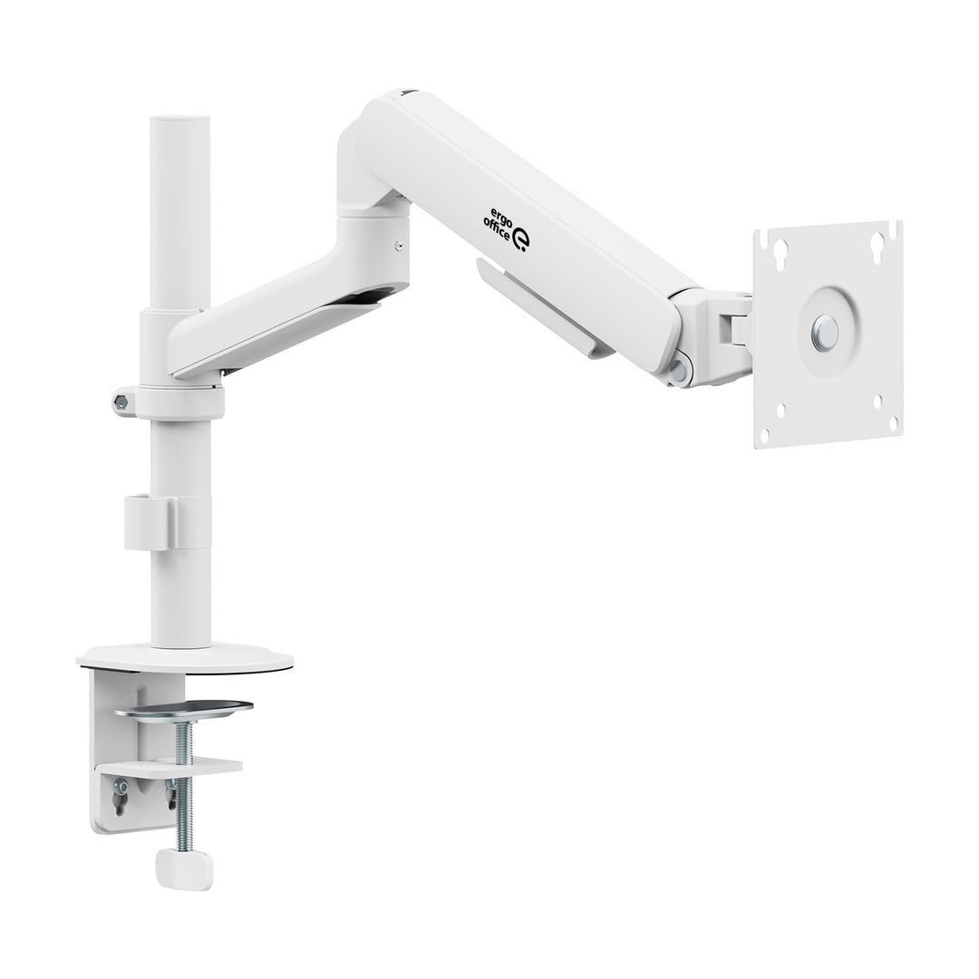 Uchwyt / wieszak na monitor Ergo Office, sprężyna gazowa, 17"-32", 1-10kg, biały mat, max. VESA 100x100, ER-691 W