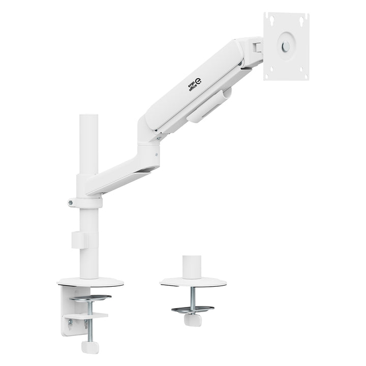 Uchwyt / wieszak na monitor Ergo Office, sprężyna gazowa, 17"-32", 1-10kg, biały mat, max. VESA 100x100, ER-691 W