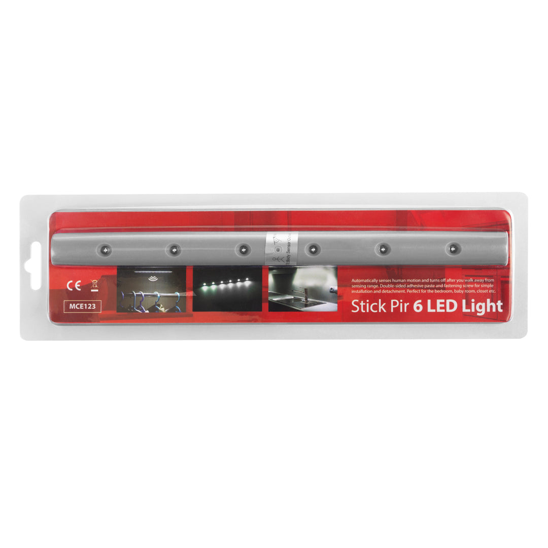 Lampka kuchenna podszafkowa 6LED Maclean, podłużna, z czujnikiem ruchu, 5xAAA, MCE123 + 5x bateria AAA alkaliczna Varta Industrial