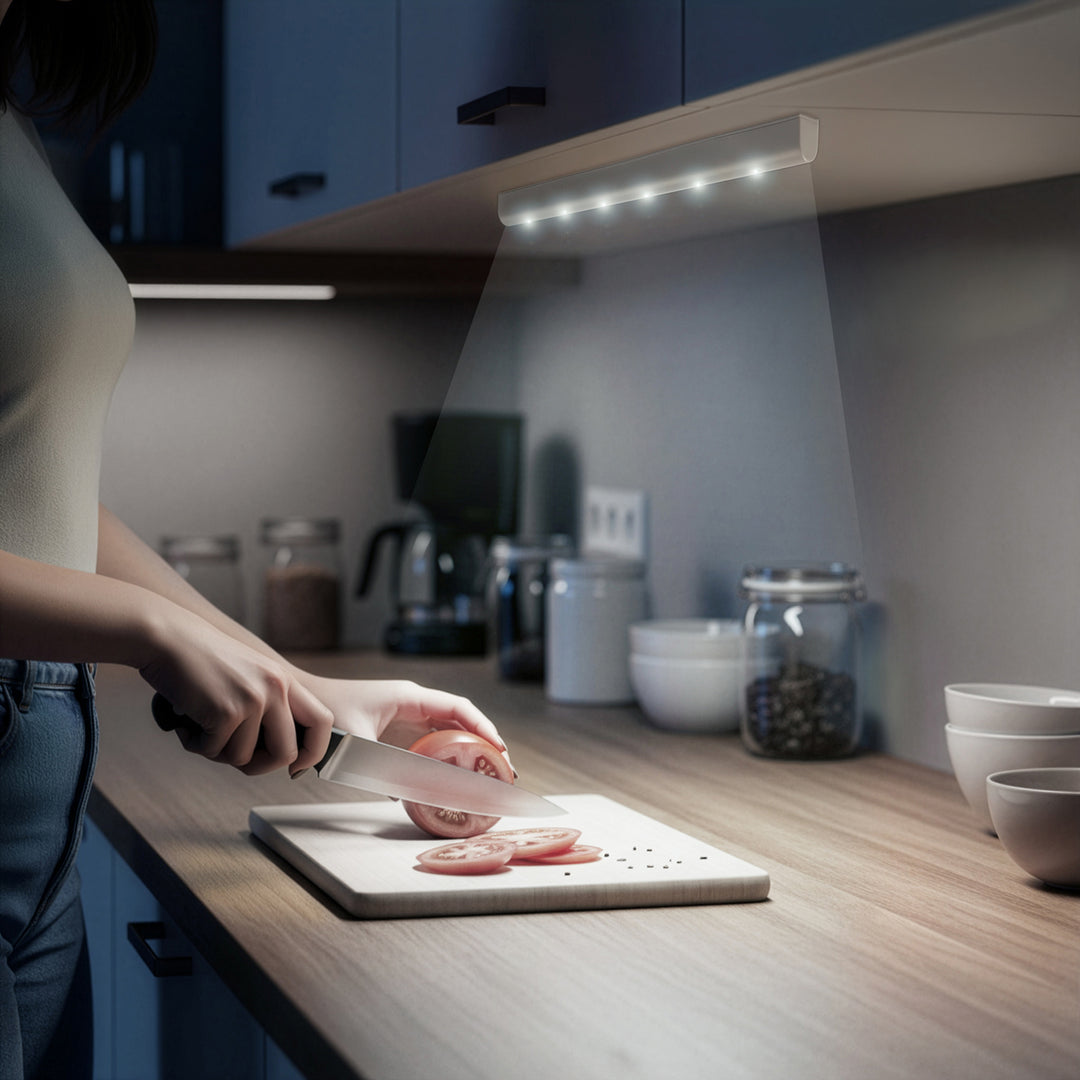 Lampka kuchenna podszafkowa 6LED Maclean, podłużna, z czujnikiem ruchu, 5xAAA, MCE123 + 5x bateria AAA alkaliczna Varta Industrial