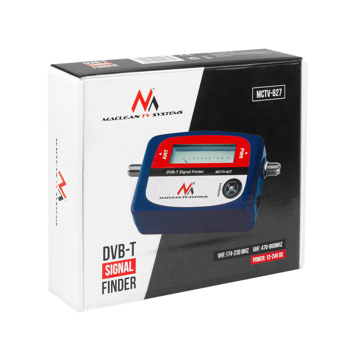 Miernik telewizyjny DVB-T Maclean, etui, kabel 25 cm F-F, MCTV-627 + 10x bateria AA Varta Industrial