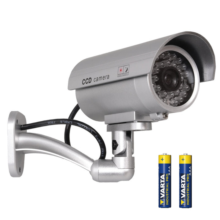 Atrapa kamery IR9000 S IR LED srebrna + 2x bateria AAA Varta Industrial