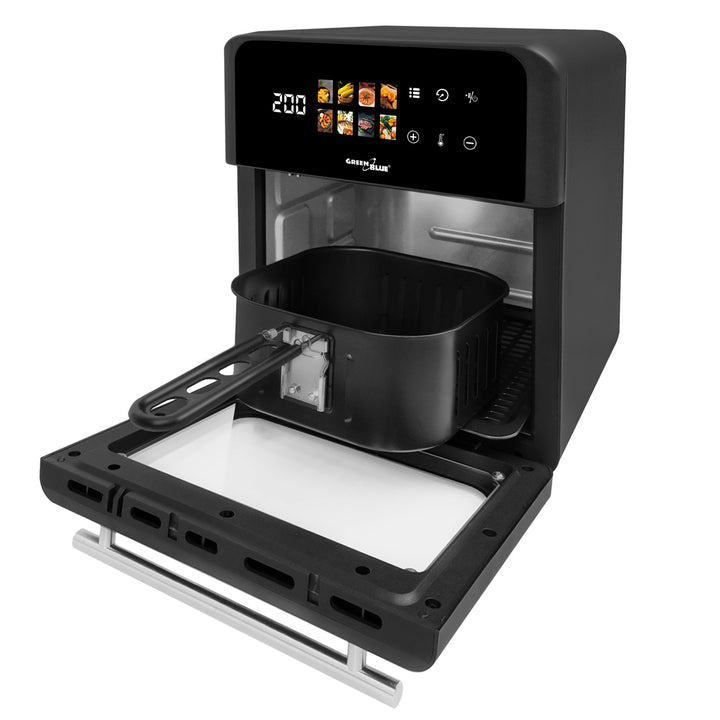 Frytkownica beztłuszczowa AIR FRYER GreenBlue, mocna 1800W, pojemność 10l, 8 programów, akcesoria, timer, GB950