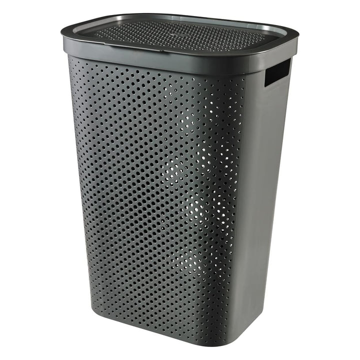 Kosz do magla / na pranie Curver Infinity Recycled, Pojemność 40L, Ciemny szary, 100% z recyklingu, 245675 + Kosz na bieliznę Curver Infinity Recycled 60L