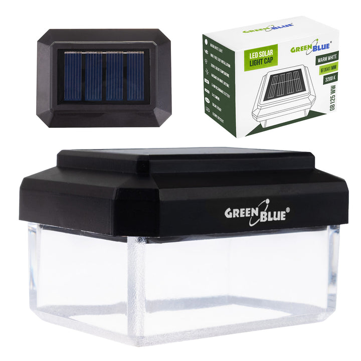 Lampa solarna LED na słupek GreenBlue, 60x40mm, daszek kopertowy, 3200K, GB125 WW