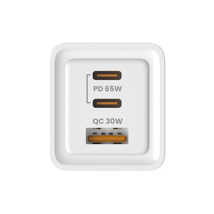Ładowarka sieciowa Savio, 1x USB-A, 2x USB-C, GaN, 65W, biała, SAVLA-07