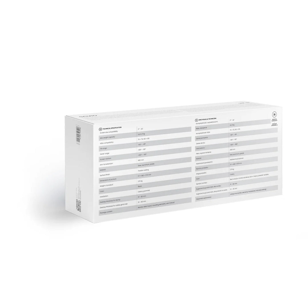 Uchwyt biurkowy na monitor 17-32’’ SAVIO, 2-9 kg, na sprężynie gazowej, UM-01