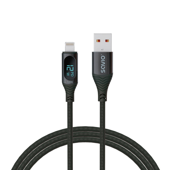 Kabel USB do Lightning Savio, wyświetlacz cyfrowy, długość 1m, SAVKABELCL-173