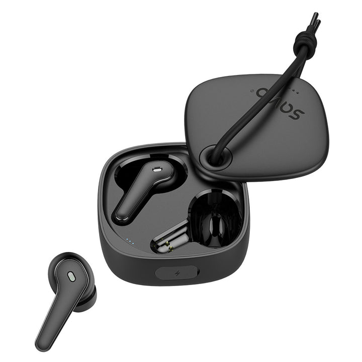 Słuchawki bezprzewodowe Savio, Bluetooth 5.3, ENC, USB-C, czarne, SAVSLTWS-11