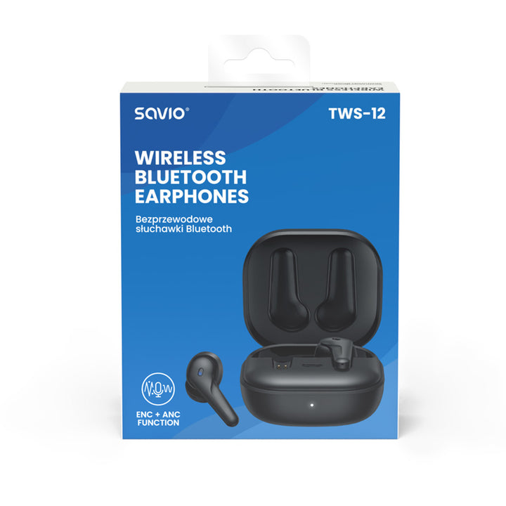 Słuchawki bezprzewodowe Savio, Bluetooth 5.3, ANC, USB-C, czarne