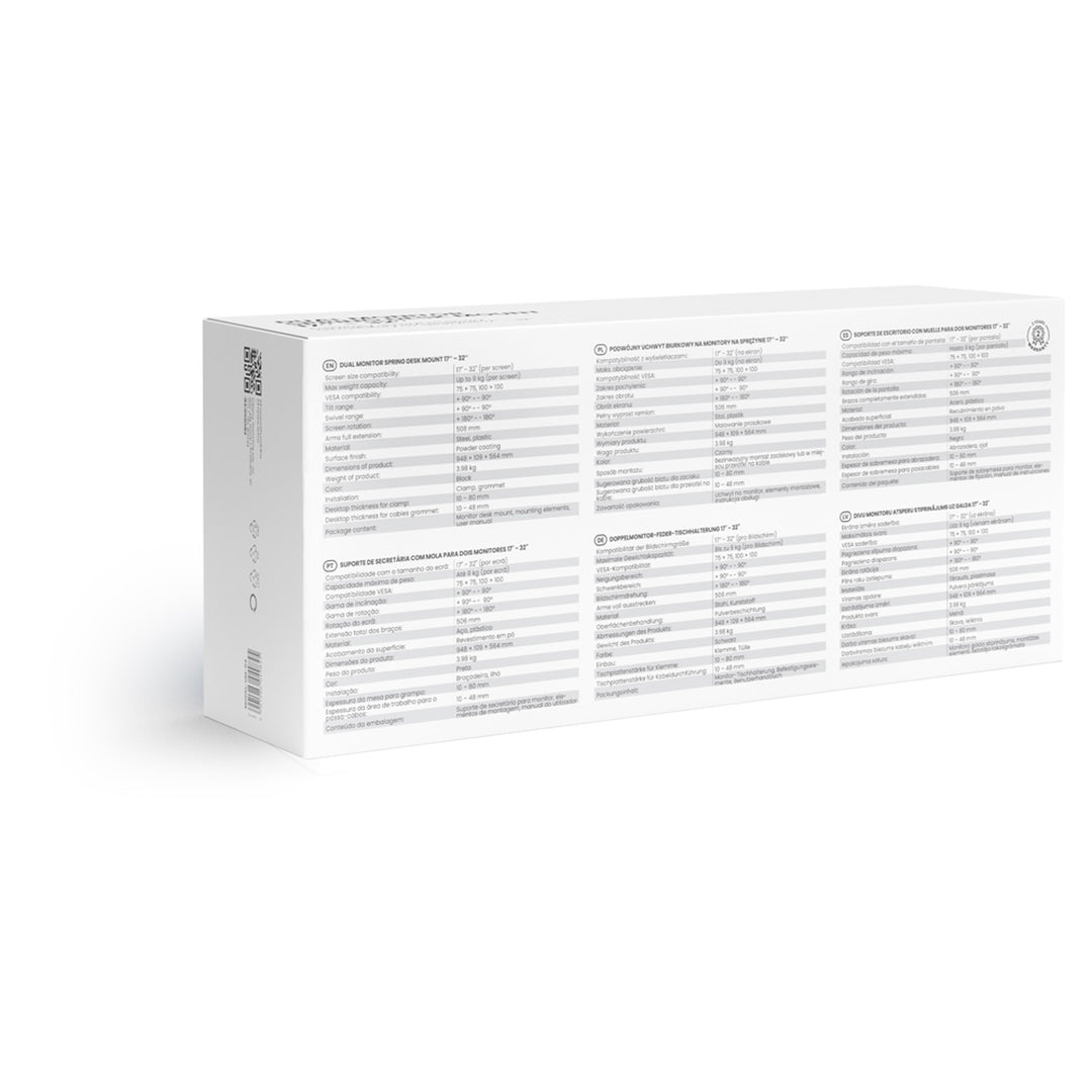 Podwójny uchwyt biurkowy na monitory Savio, 17-32'', obciążenie 9kg na monitor, VESA, mechanizm sprężynowy, czarny, SAVUM-04