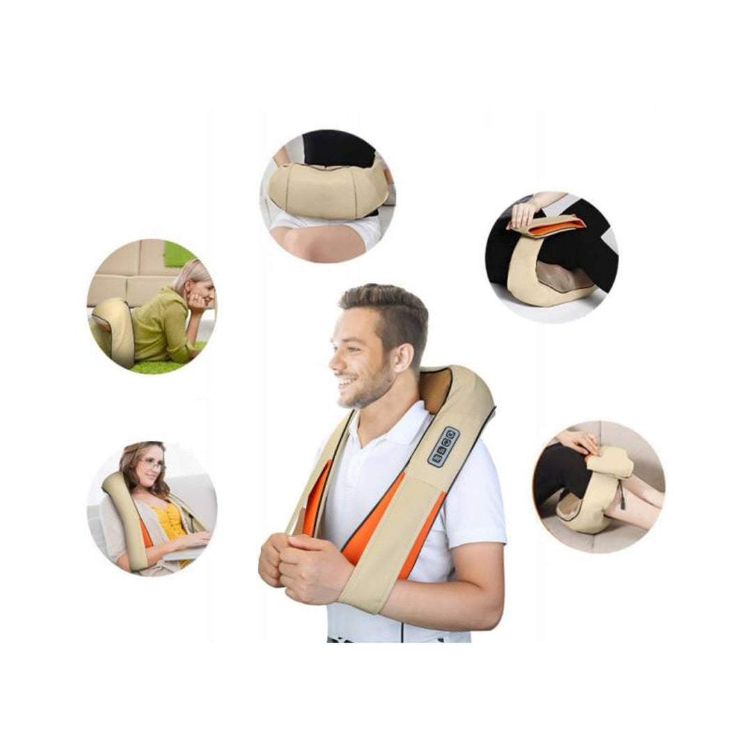 Masażer ramion LTC Shiatsu 6D, 3 prędkości, 5V, 24W, Funkcja grzania, Podświetlenie LED, Antypoślizgowe pasy