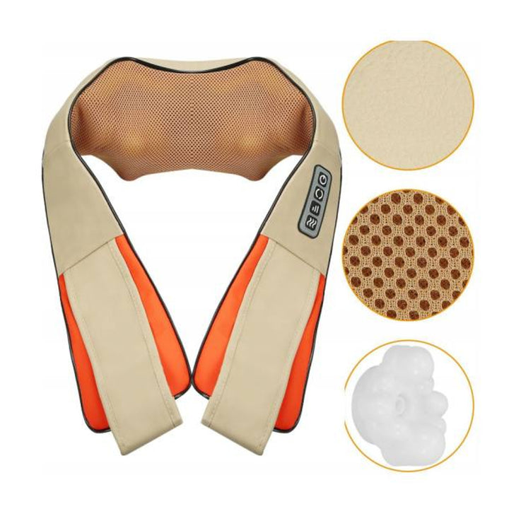 Masażer ramion LTC Shiatsu 6D, 3 prędkości, 5V, 24W, Funkcja grzania, Podświetlenie LED, Antypoślizgowe pasy